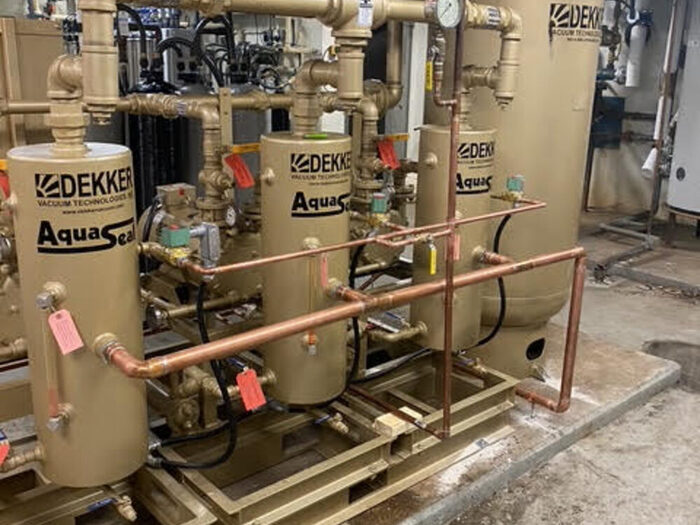 Vacuum technology units with copper piping on a compressed air skid