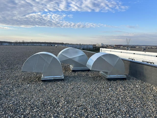 Rooftop gooseneck exhaust hoods installed by Pyramid